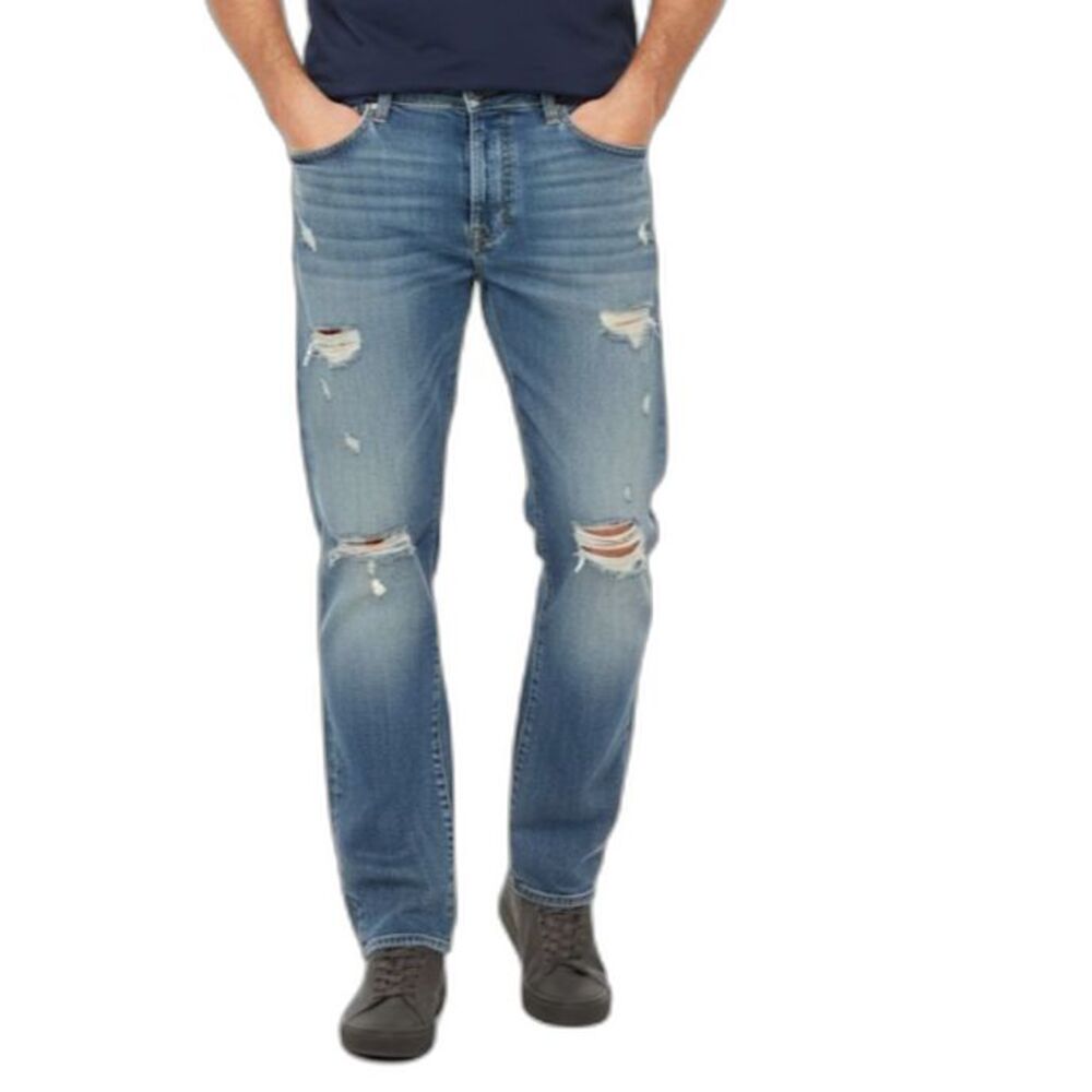 Carhartt Men's Blue Denim Ripped Relaxed-Fit Straight Leg Jeans Size 38 X 30